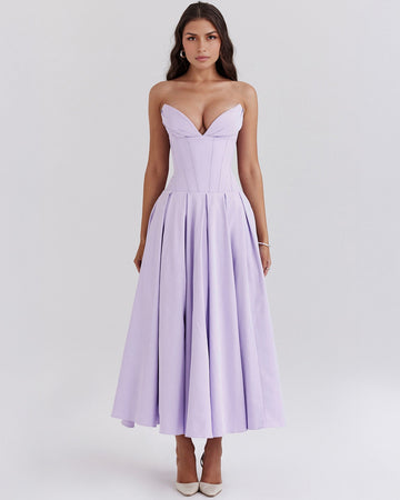Aaliyah | Violet Corset Midi Dress