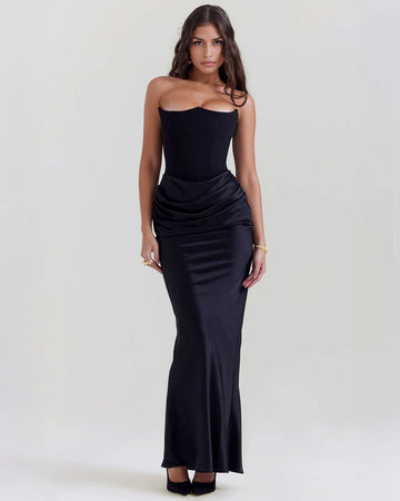 Scarlett | Black Maxi Dress Strapless Corset