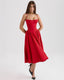 Betty | Red Sleeveless Midi Dress