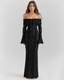 Camila | Black Off-Shoulder Lace Maxi Dress