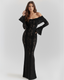 Camila | Black Off-Shoulder Lace Maxi Dress
