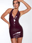 Cara | Halter V-Neck Bodycon Mini Dress